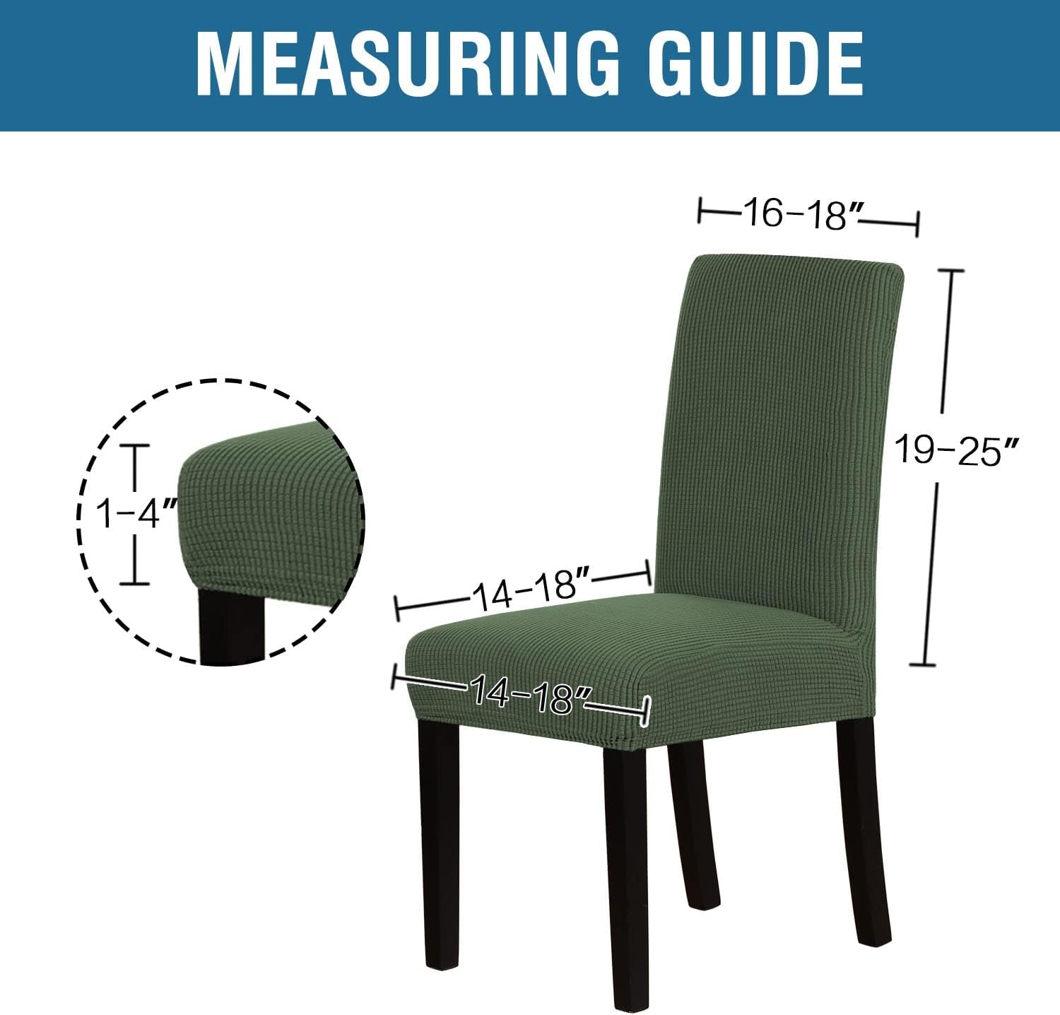 Stretch Dining Chair Covers Set of 2 Chair Covers for Dining Room Parsons Chair Slipcover Chair Protectors Covers Dining, Feature Textured Checked Jacquard Fabric, Bronze Green