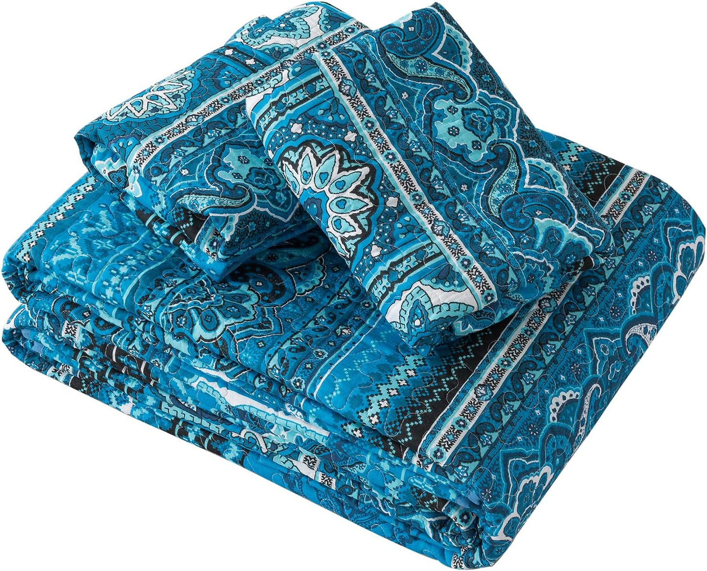 3 Pieces Summer Cotton Quilt King Size Sets, Soft King Bedspread Lightweight Quilted Reversible Coverlets Farmhouse Bedding Sets Boho Quilt King Set for Bed Decorations for All Seasons