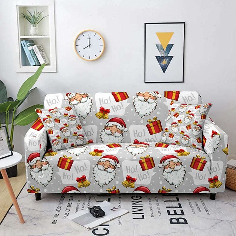 Christmas Sofa Covers for Living Room Sectional Corner Sofa Cover Elastic Couch Cover Slipcover Christmas Decor Sofa Cover