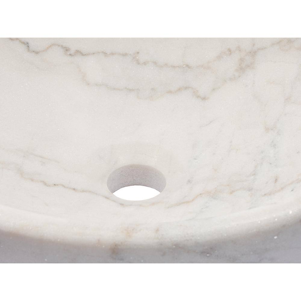 Echo Bowl Shaped Vessel Sink in White Marble