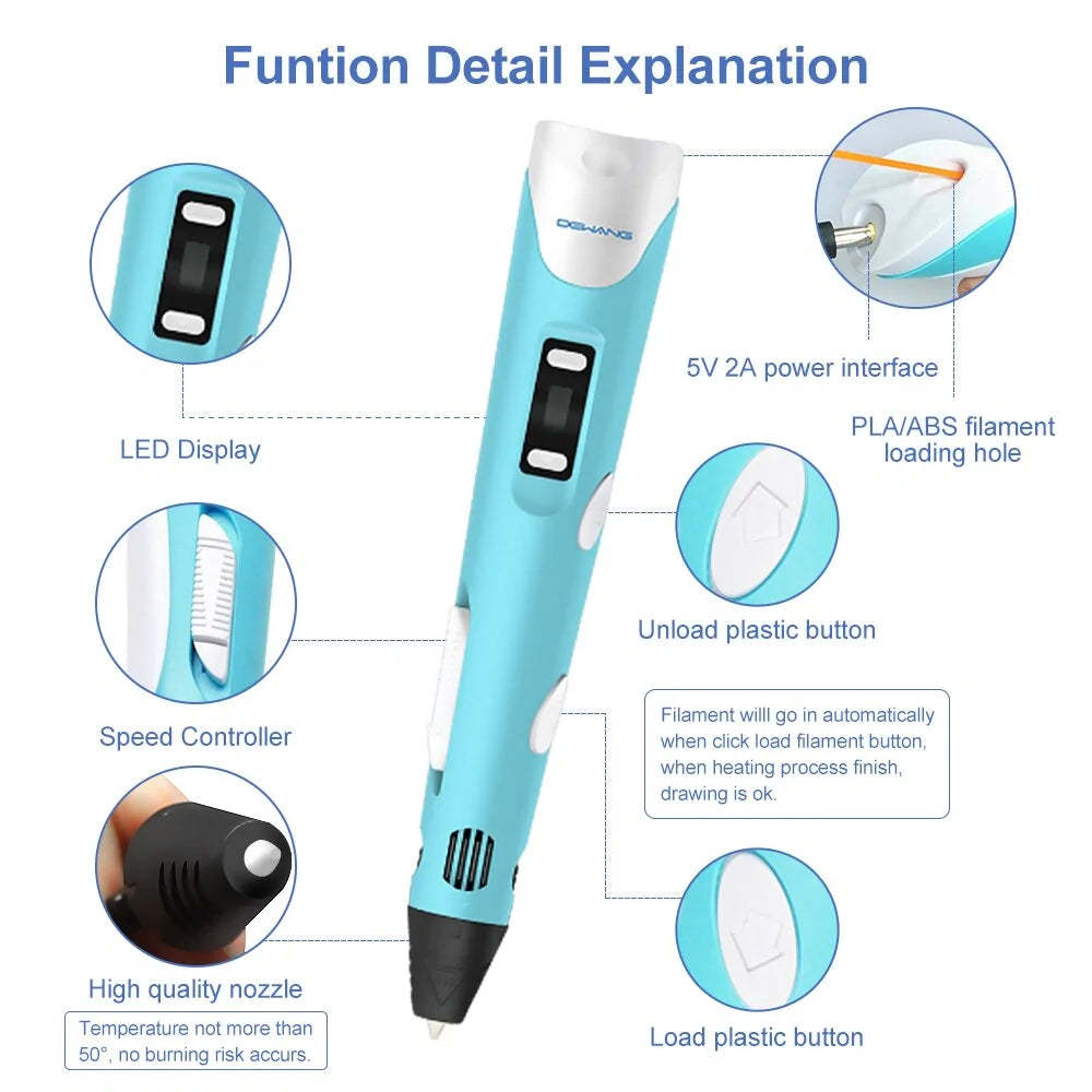 3D Printing Pen RP800A with USB - Includes PLA and ABS Filaments