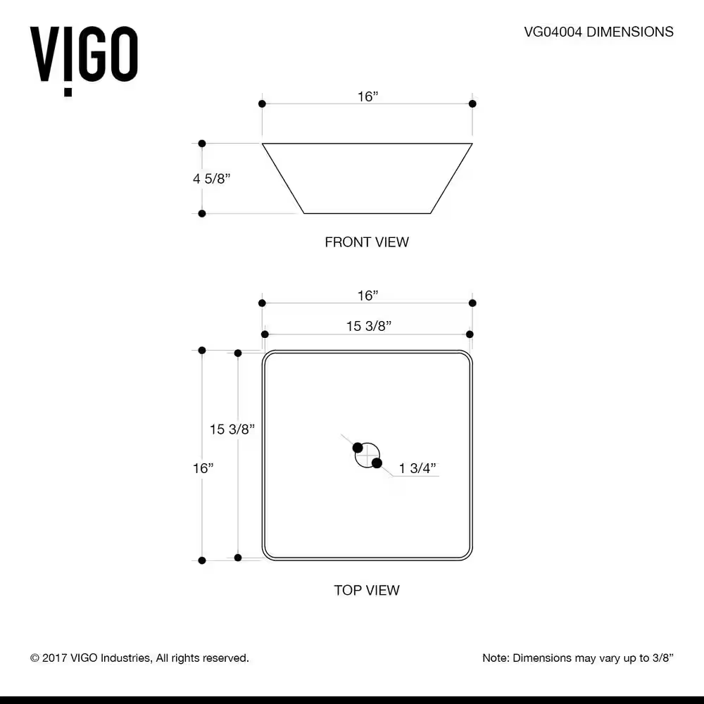 Hibiscus Modern White Matte Stone 16 In. L X 16 In. W X 5 In. H Square Vessel Bathroom Sink