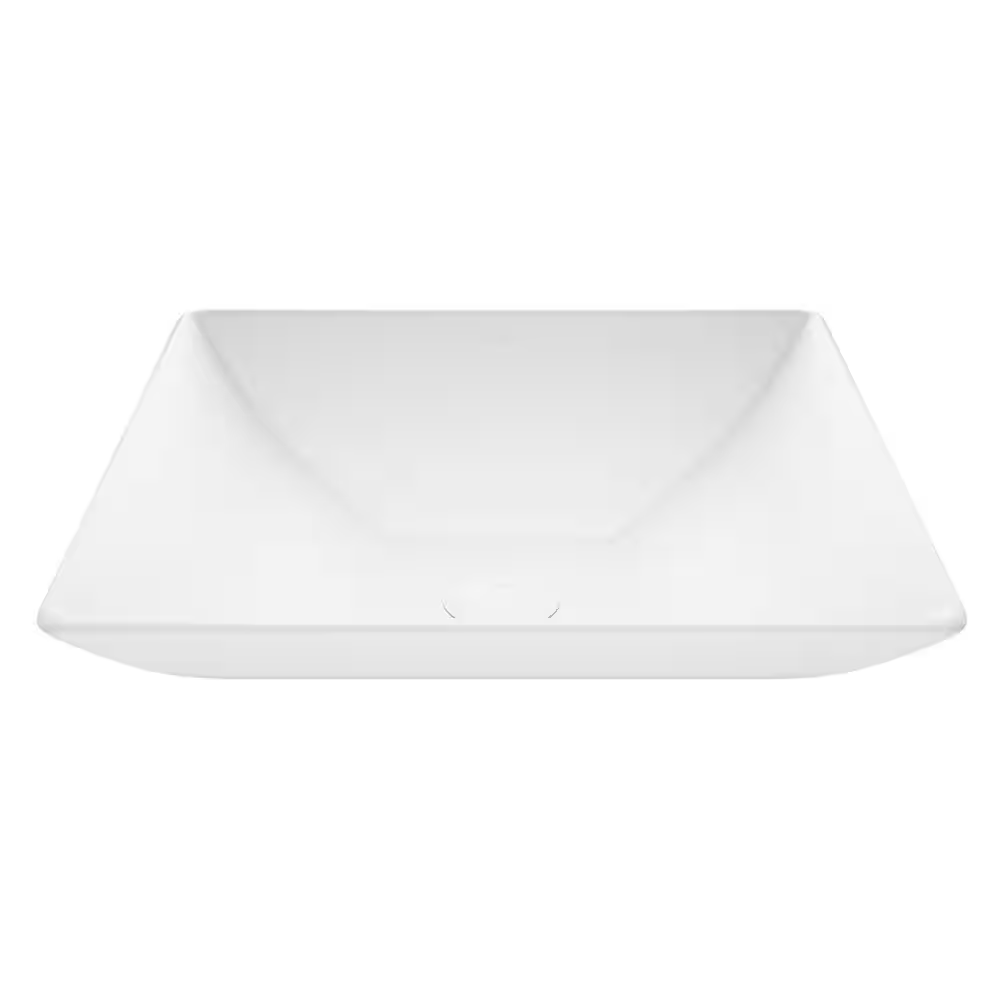 Hibiscus Modern White Matte Stone 16 In. L X 16 In. W X 5 In. H Square Vessel Bathroom Sink