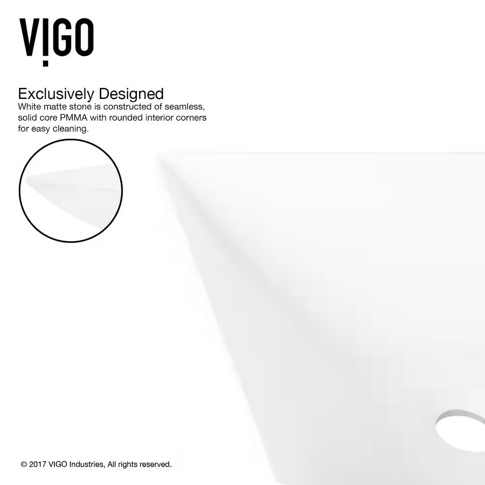 Hibiscus Modern White Matte Stone 16 In. L X 16 In. W X 5 In. H Square Vessel Bathroom Sink