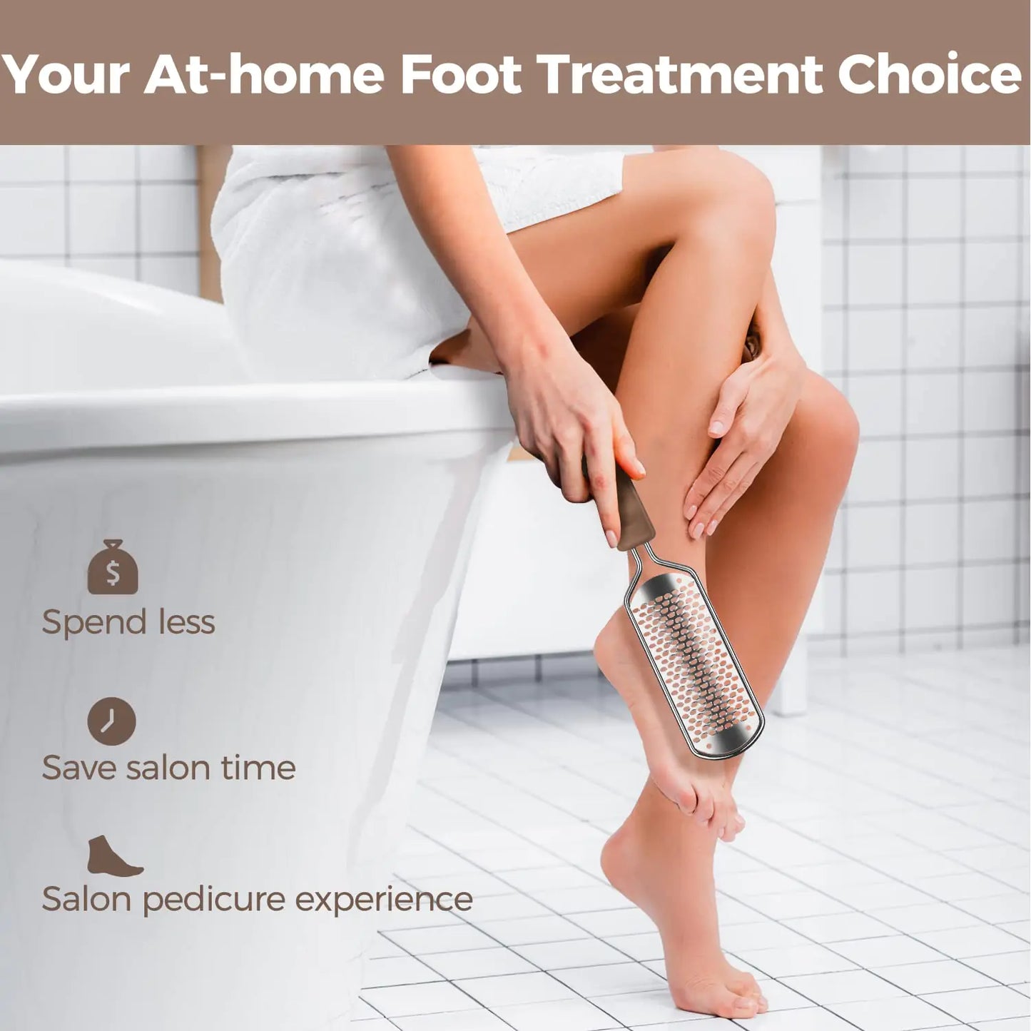 Foot File Foot Scrubber Pedicure - Callus Remover for Feet Easkep Professional Grater Rasp Foot Scraper Corns Callous Removers Cracked Dead Skin Remover for Dry and Wet Feet (Silver) Silver