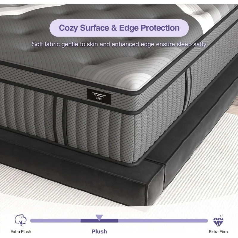 Lechepus TwinXL Mattress, 14Inch Plush Soft Memory Foam Hybrid Mattress, TwinXL Size Memory Foam with Pocket Spring Mattresses