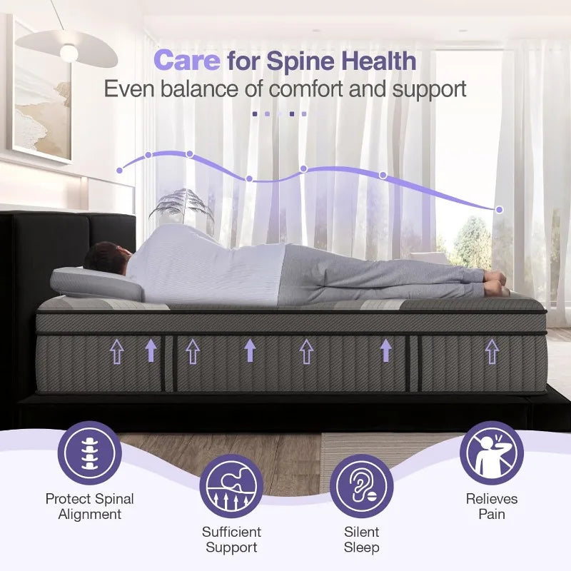 Lechepus TwinXL Mattress, 14Inch Plush Soft Memory Foam Hybrid Mattress, TwinXL Size Memory Foam with Pocket Spring Mattresses