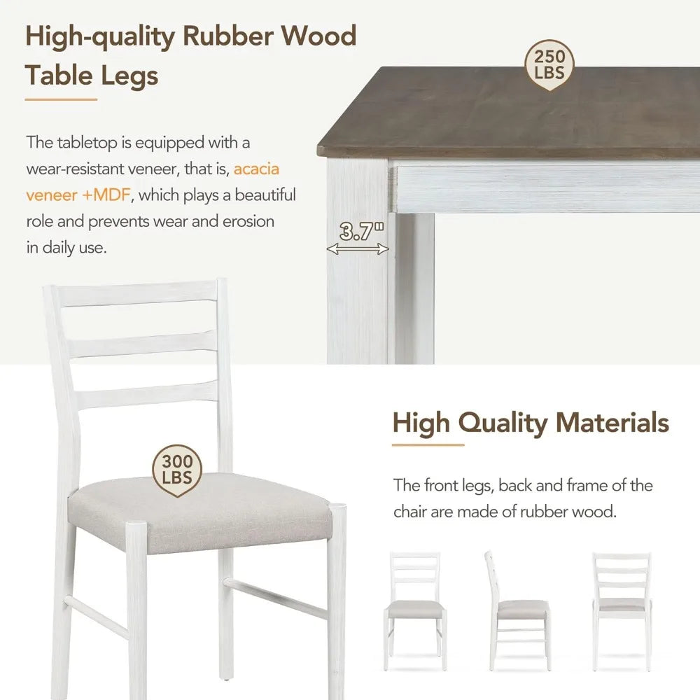 7-Piece Wooden Dining Set for 6 with Extendable Table and Soft Cushioned Chairs,2 Drawers, OneSize, Brown + White