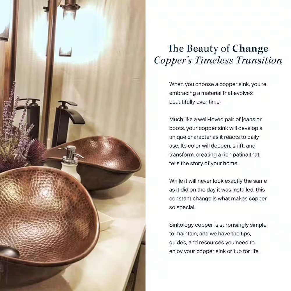 Seville 18 Gauge 20 In. Copper Drop-In Bath Sink in Aged Copper with Ashfield Faucet Kit