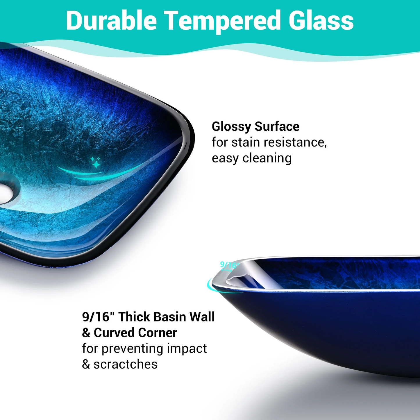 Tempered Glass Sink Transitional Style Basin Vessel Waterfall Faucet