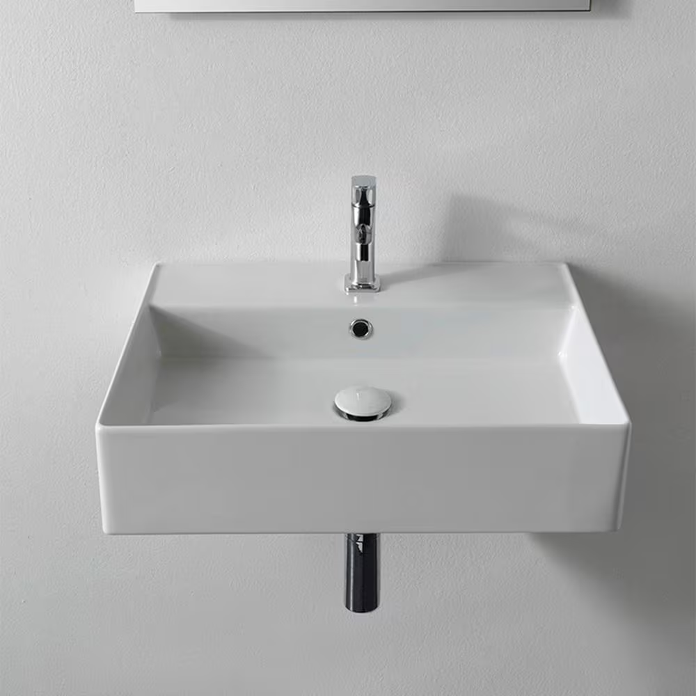 Teorema Wall Mounted Bathroom Sink in White