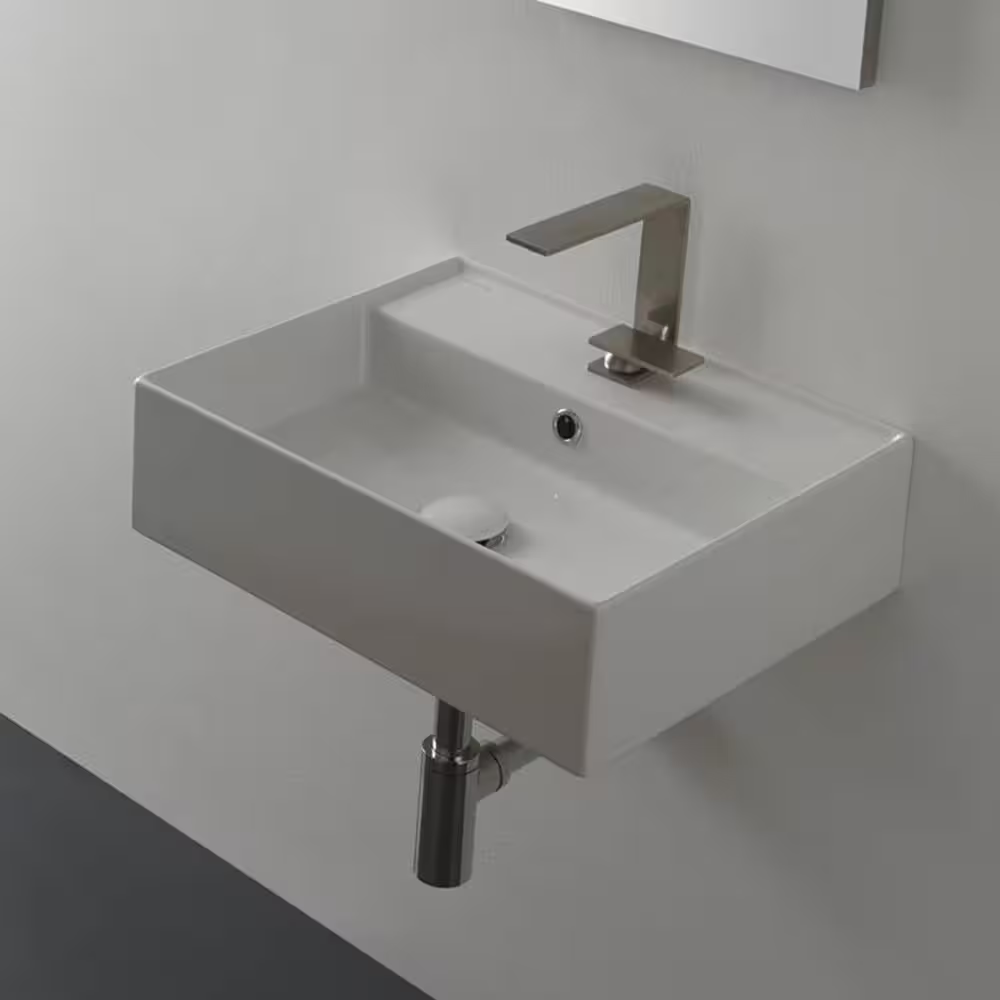 Teorema Wall Mounted Bathroom Sink in White
