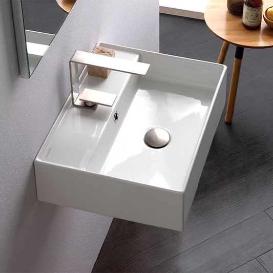 Teorema Wall Mounted Bathroom Sink in White