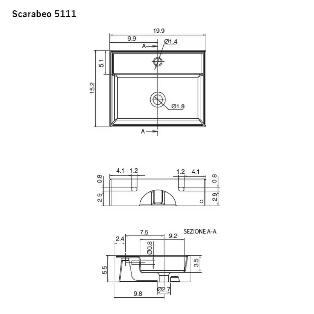 Teorema Wall Mounted Bathroom Sink in White