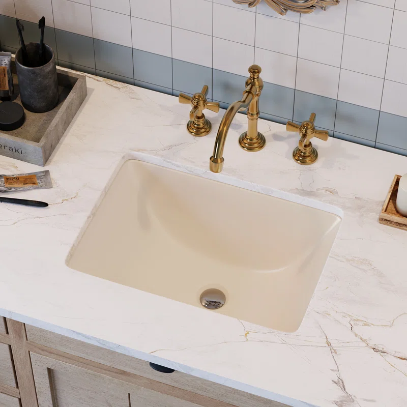 Ursa Undermount Bathroom Sink 18" X 13" Rectangular Vitreous China with Overflow