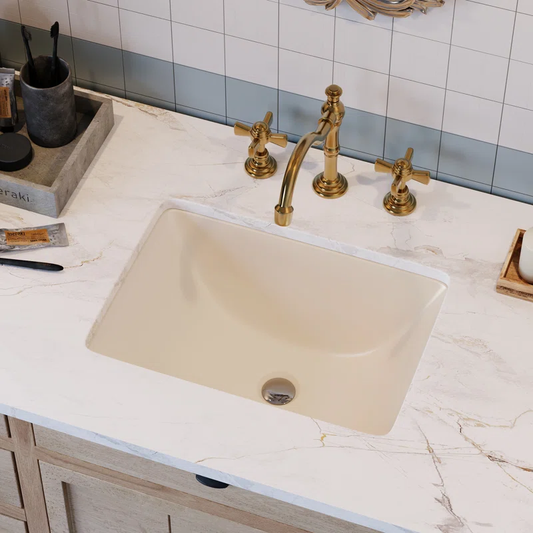 Ursa Undermount Bathroom Sink 18" X 13" Rectangular Vitreous China with Overflow