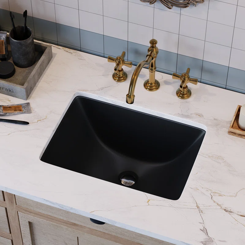 Ursa Undermount Bathroom Sink 18" X 13" Rectangular Vitreous China with Overflow