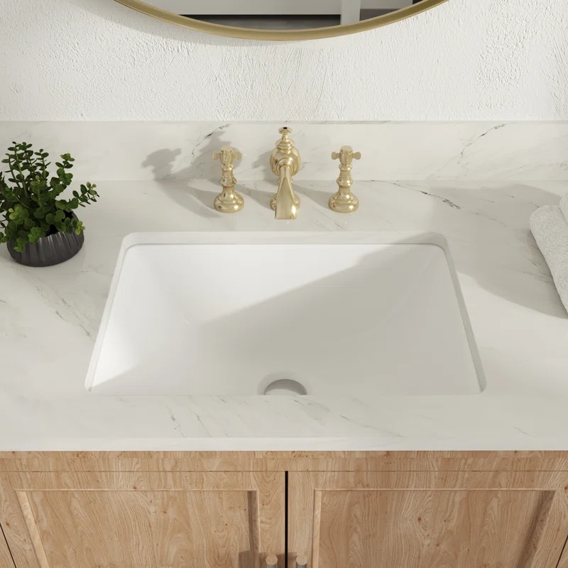 Ursa Undermount Bathroom Sink 18" X 13" Rectangular Vitreous China with Overflow