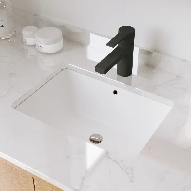 Ursa Undermount Bathroom Sink 18" X 13" Rectangular Vitreous China with Overflow