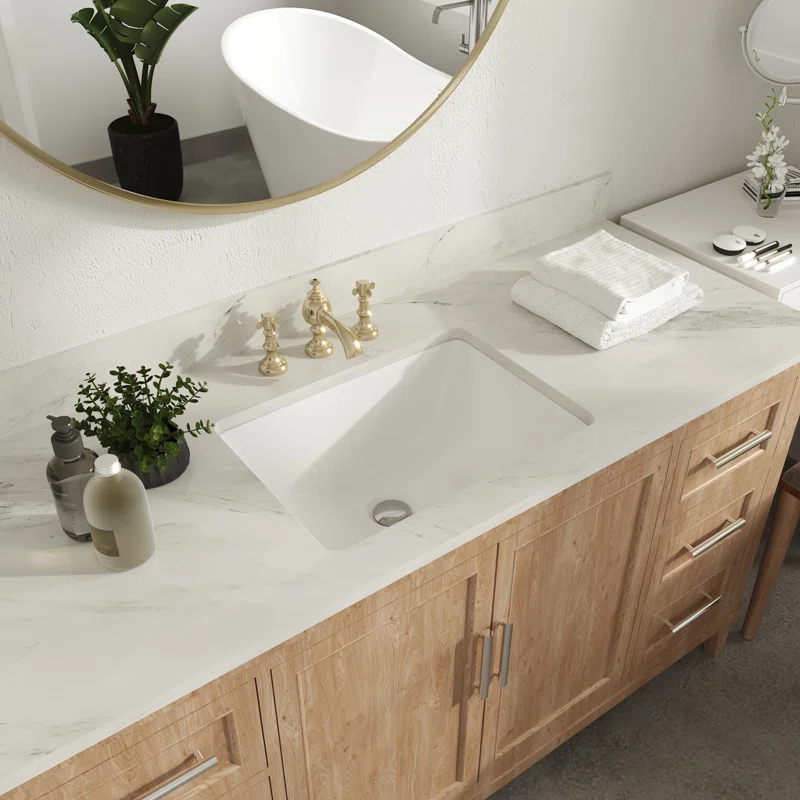 Ursa Undermount Bathroom Sink 18" X 13" Rectangular Vitreous China with Overflow