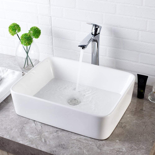 Vessel Sink Rectangle 19 Inch Bathroom Sink,Rectangular Modern above Counter Bathroom Sinks White 19X15 Inch Porcelain Ceramic Vessel Vanity Sink Art Basin