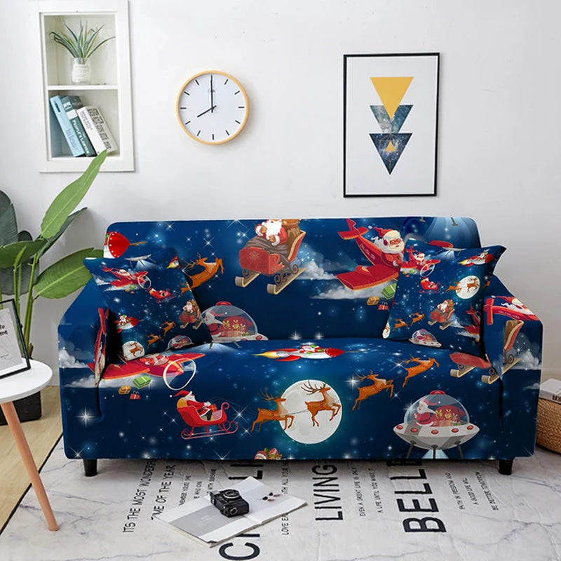 Christmas Sofa Covers for Living Room Sectional Corner Sofa Cover Elastic Couch Cover Slipcover Christmas Decor Sofa Cover