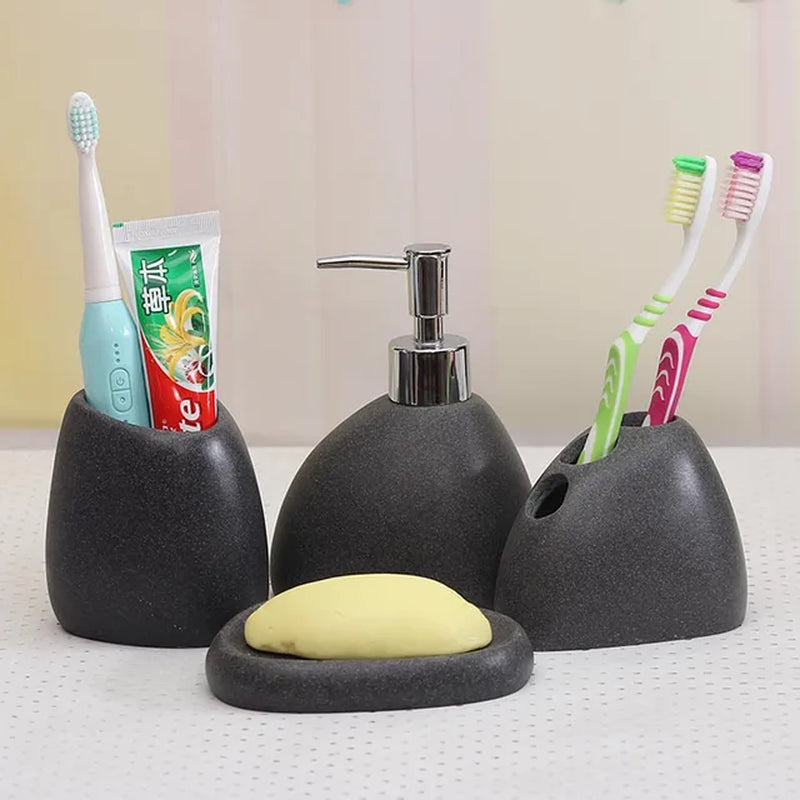 Resin Bathroom Accessories Emulsion Bottle High-Grade Wash Gargle Cup Toothbrush Suit Banyo Aksesuarlari Soap Dish Washing Set