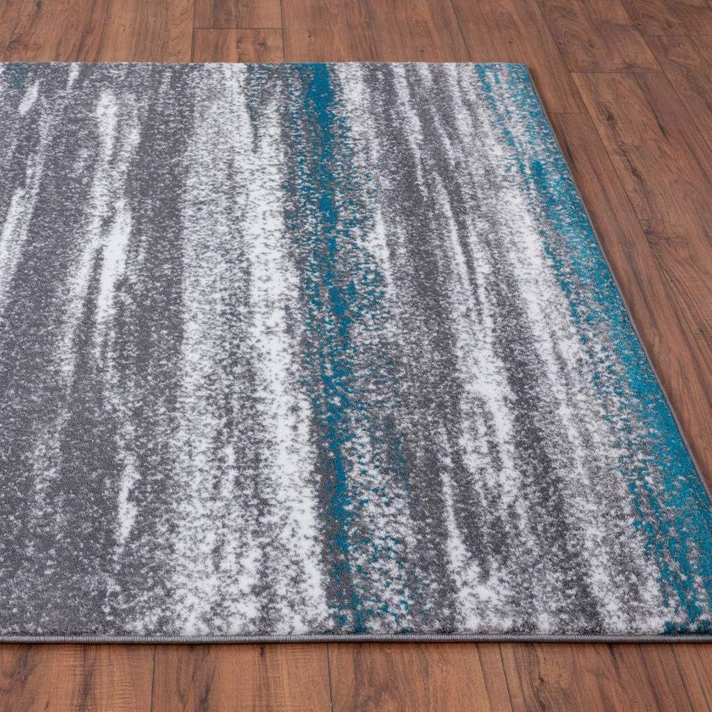 Modern Abstract Turquoise 6X9 Area Rug
