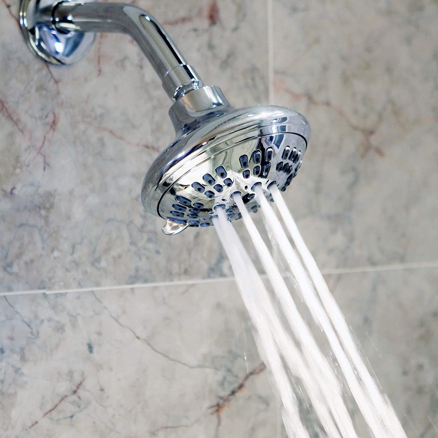 6 Function Shower Head - High Pressure Boosting Adjustable Showerhead for Low Flow Showers, 1.8 GPM - Chrome & California Certified