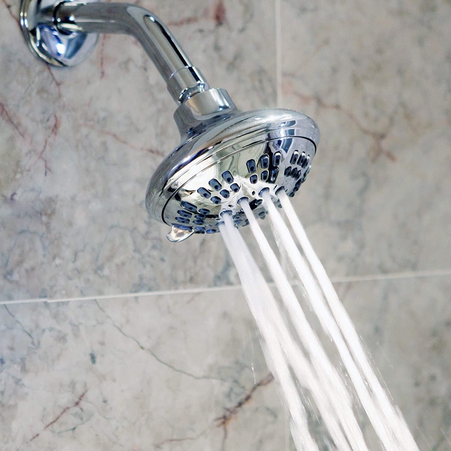 6 Function Shower Head - High Pressure Boosting Adjustable Showerhead for Low Flow Showers, 1.8 GPM - Chrome & California Certified