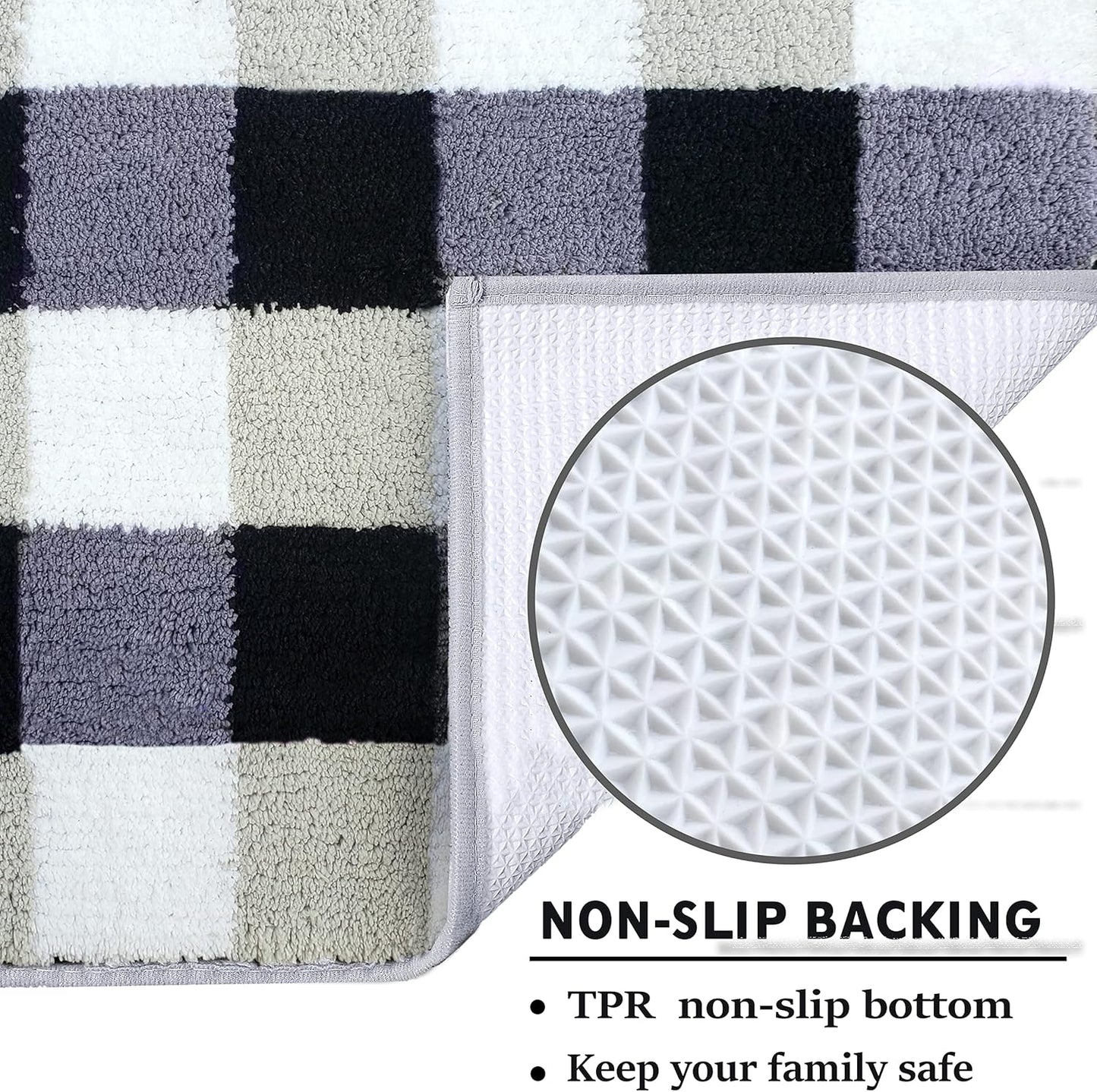 EARTHALL Buffalo Plaid Kitchen Runner Rug, 24"X71", Non Skid Washable Mat, Soft Absorbent Carpet for Bathroom, Hallway, Laundry, Outdoor, Indoor Area