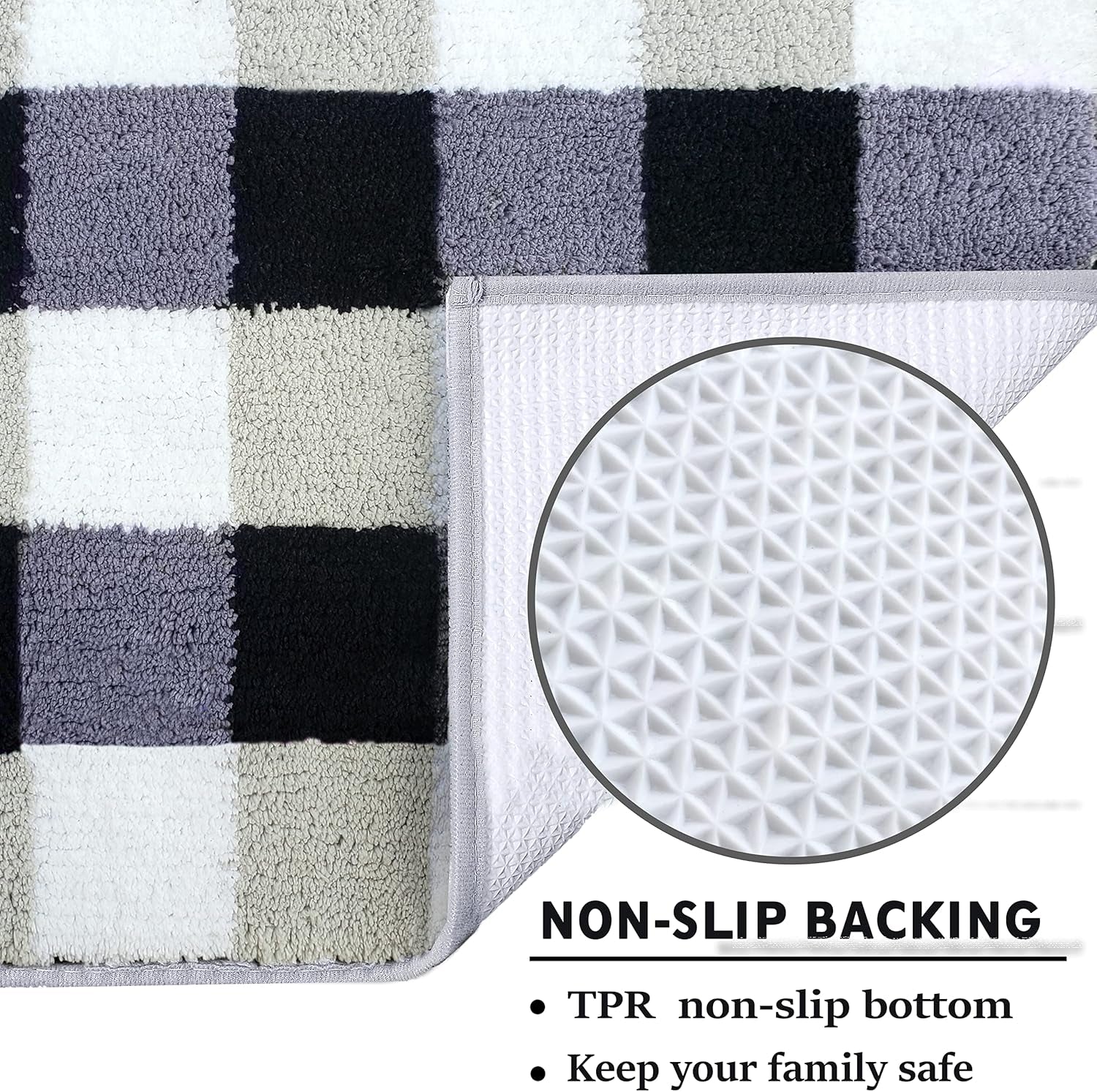 EARTHALL Buffalo Plaid Kitchen Runner Rug, 24"X71", Non Skid Washable Mat, Soft Absorbent Carpet for Bathroom, Hallway, Laundry, Outdoor, Indoor Area