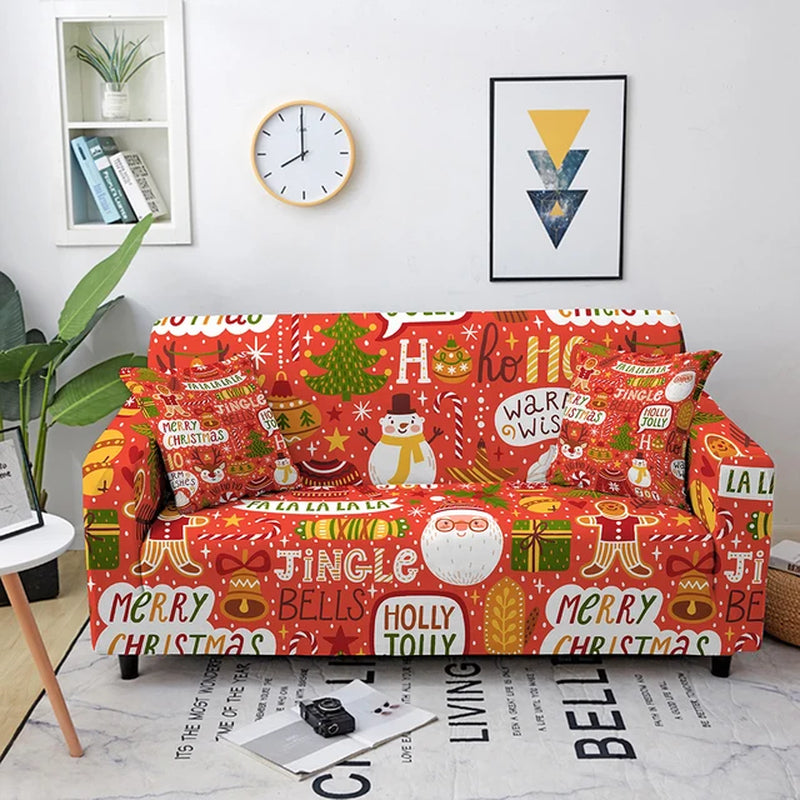 Christmas Sofa Covers for Living Room Sectional Corner Sofa Cover Elastic Couch Cover Slipcover Christmas Decor Sofa Cover