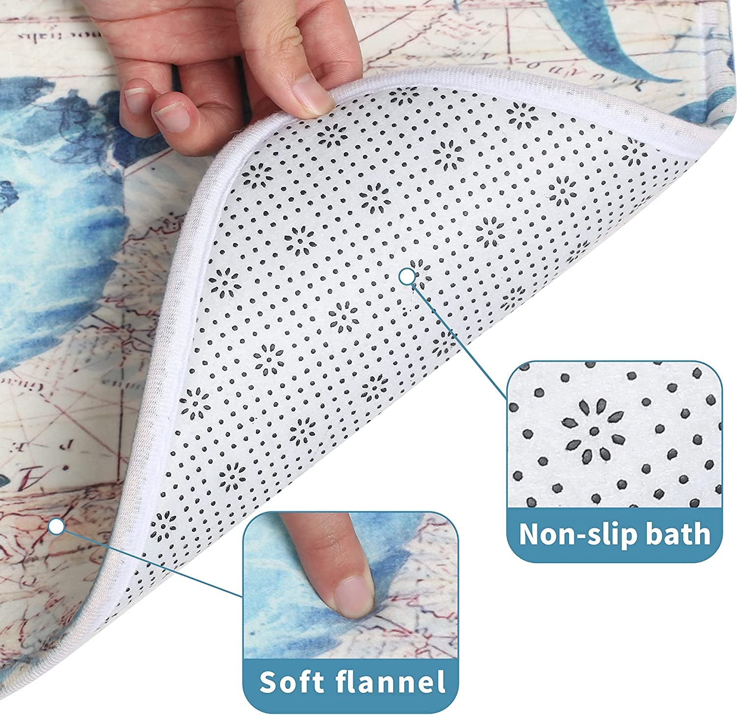 Nautical Blue Sea Bathroom Sets with Shower Curtain and Rugs and Accessories, Ocean Turtle Shower Curtain Sets with 12 Hooks, Bath Mat Set Bathroom Decor by Durable Waterproof Fabric