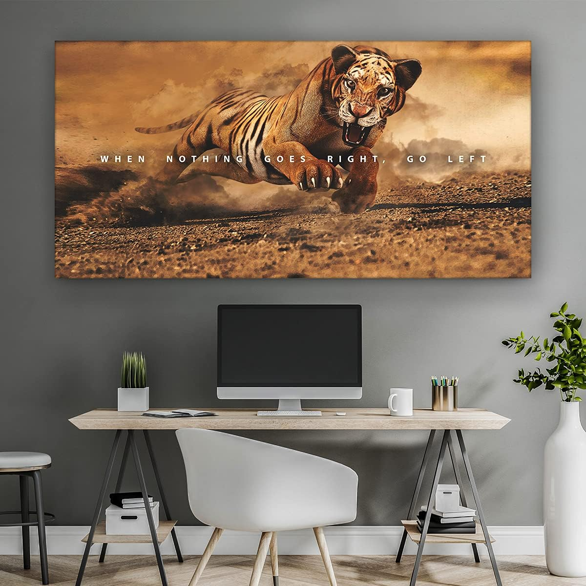 Tiger Motivational Wall Art Office Decor Canvas Print, Tiger Artwork, Inspirational Tiger Wall Art, Tiger Eye Sign, Tiger Print, Leopard Print (5"X7" / 8"X8" In)