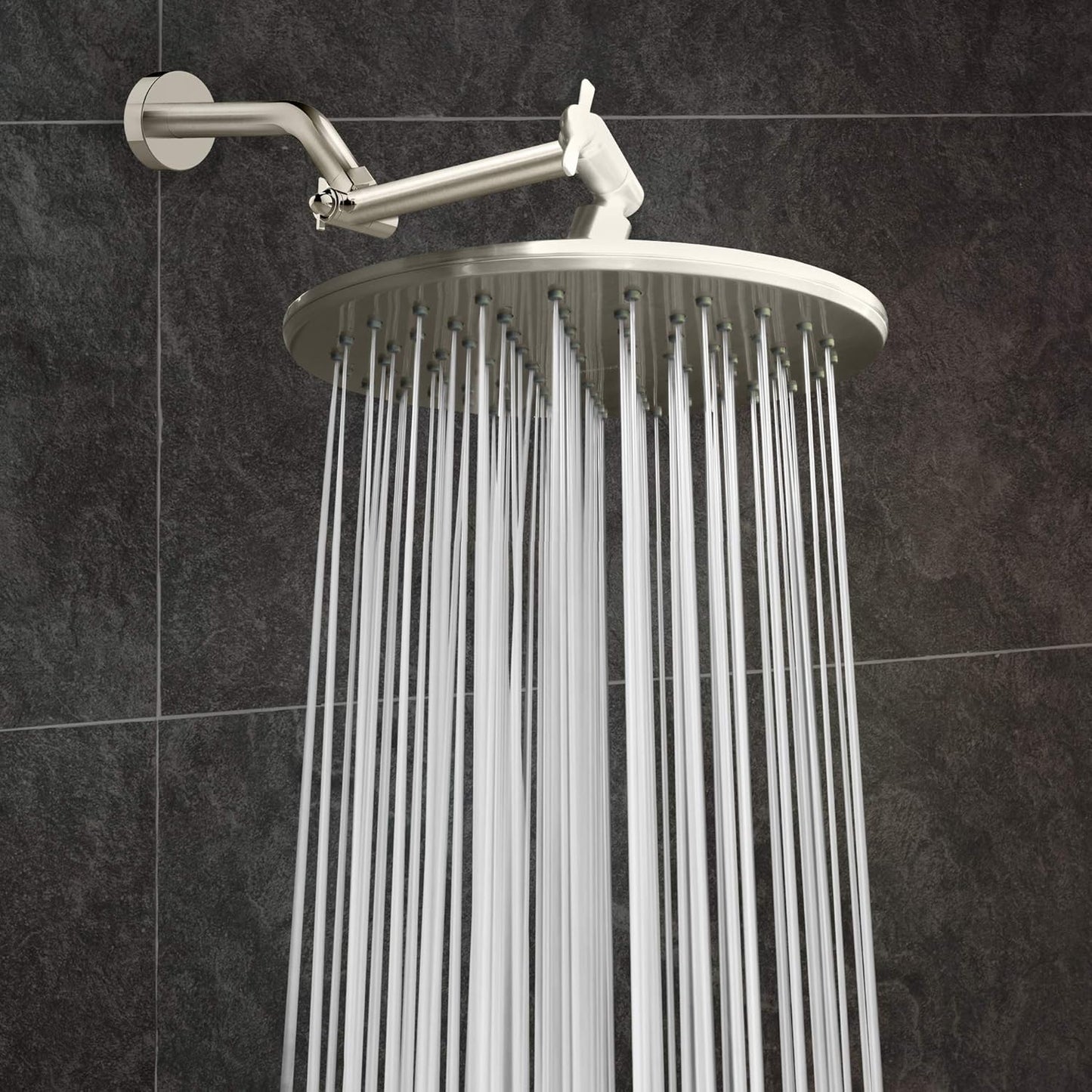 Luxury Spa Series: Brushed Nickel Rain Shower Head, 9-Inch round Rain Showerhead with 360 Tilt, Experience Rainfall with MAXX Comfort and Elegance (Brushed Nickel)