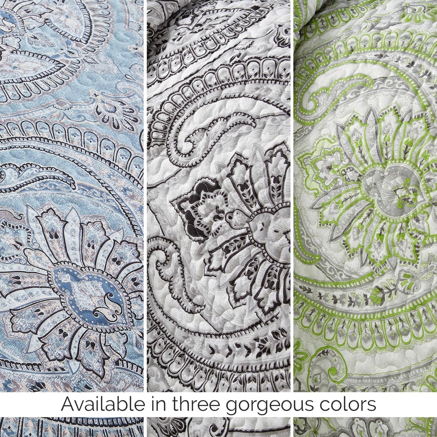 Oversized Bedding Quilt Set Lightweight, Summer Farmhouse Coverlet Bedspread 2-Piece with One Matching Sham (68 in Wide X 98 in Long), Aqua, Twin/Twin XL