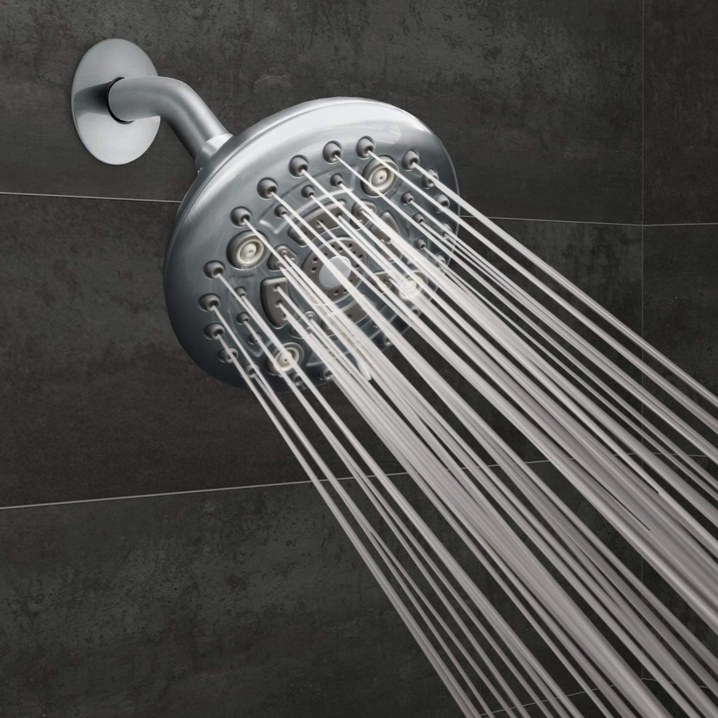 Luxury Spa Series: Chrome Shower Head, 5 Inch 6 Spray Settings Adjustable High Pressure Showerhead with 360 Degree Tilt, Experience Maxx-Imum Comfort and Elegance (Chrome Polished)