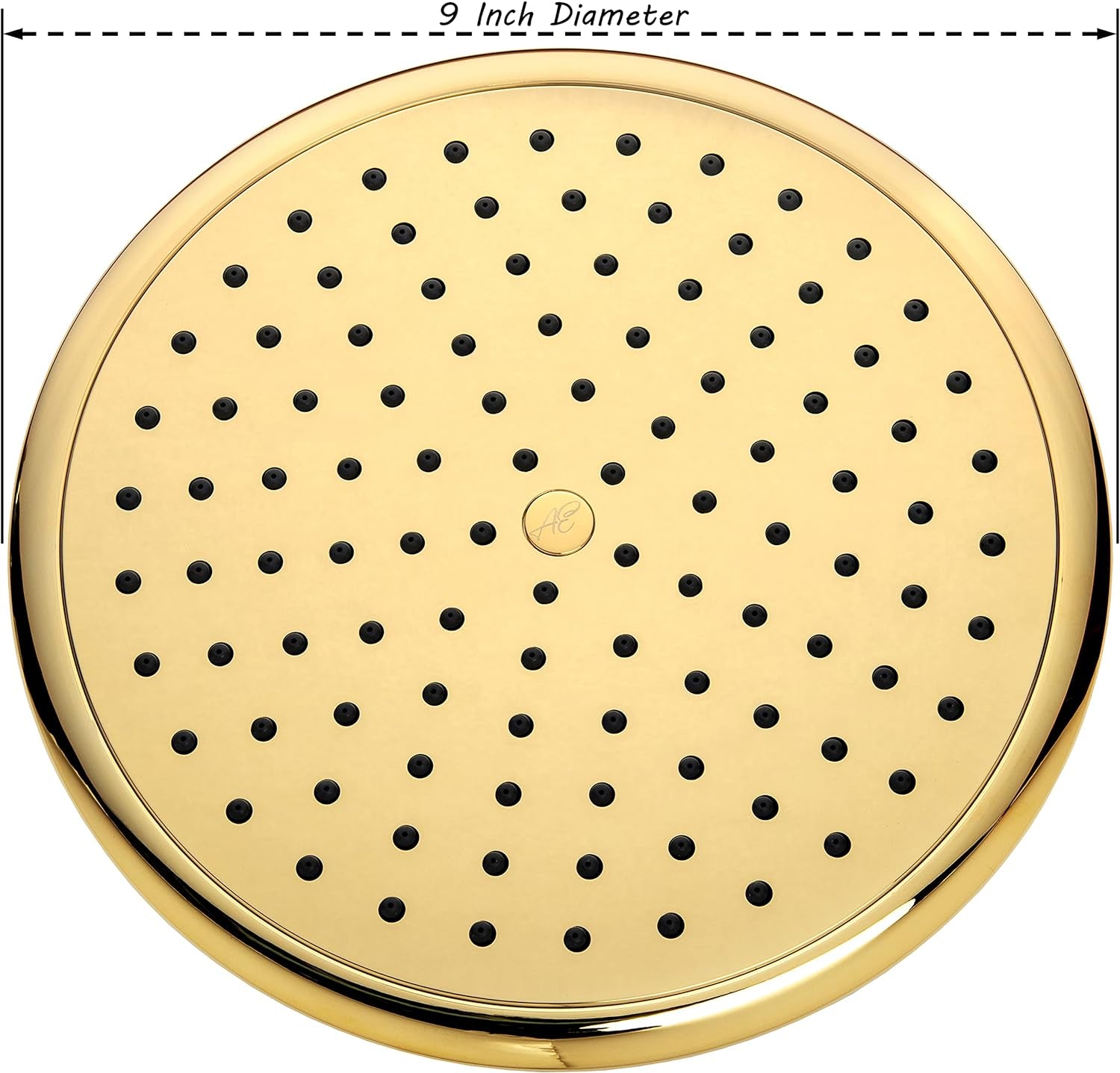 Waterfall Showerhead - 9 Inch Large Overhead Rain Shower Head - High Flow Best with Extension Arm, 1.8 GPM - Polished Brass & California Certified