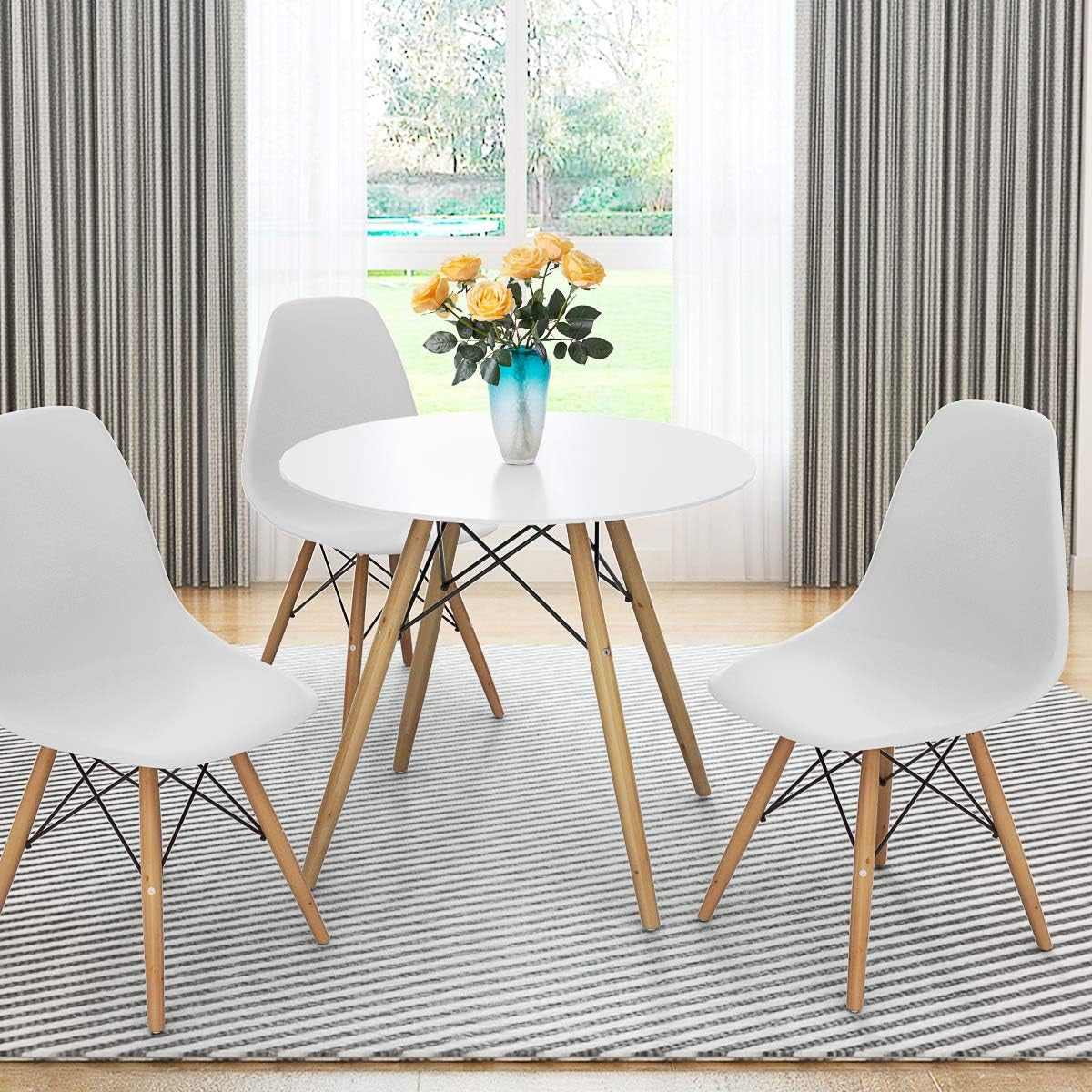 Dining Chair Set of 2 Mid Century Modern Kitchen Chairs Set for Living Room, Bedroom, Restaurant and Waiting Room DWS Chairs Set (1, White)