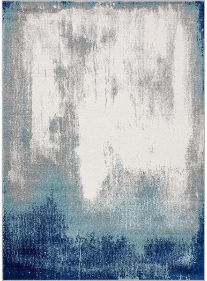 Victoria Collection Blue 9X12 Modern Distressed Abstract Polypropylene Area Rug