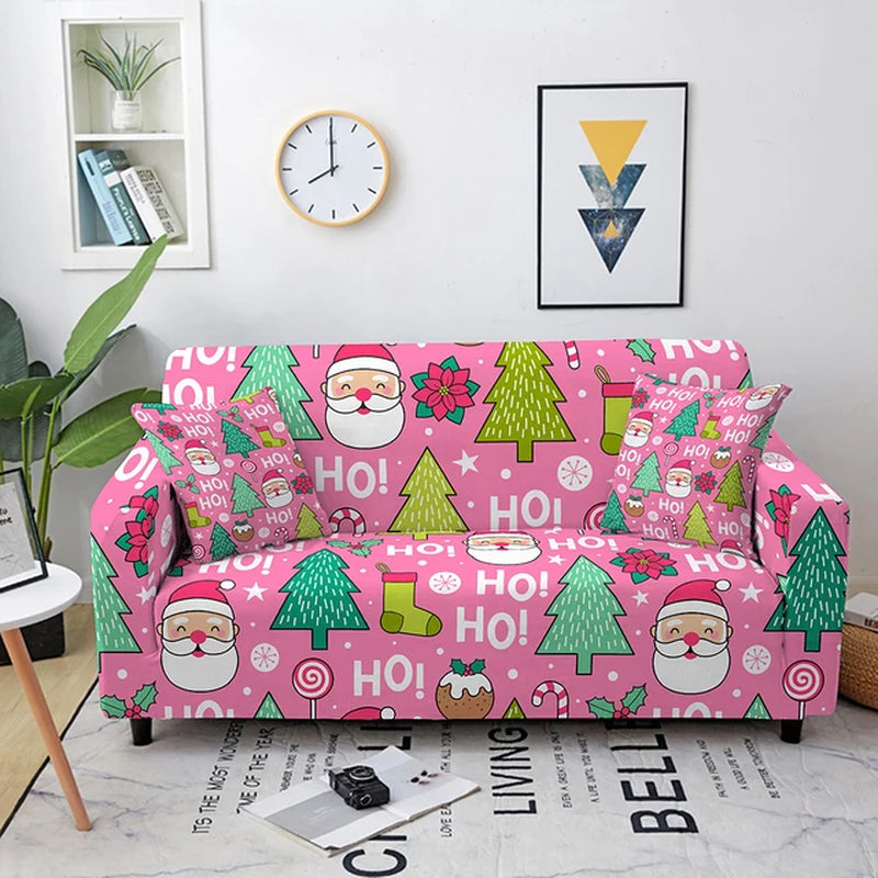 Christmas Sofa Covers for Living Room Sectional Corner Sofa Cover Elastic Couch Cover Slipcover Christmas Decor Sofa Cover