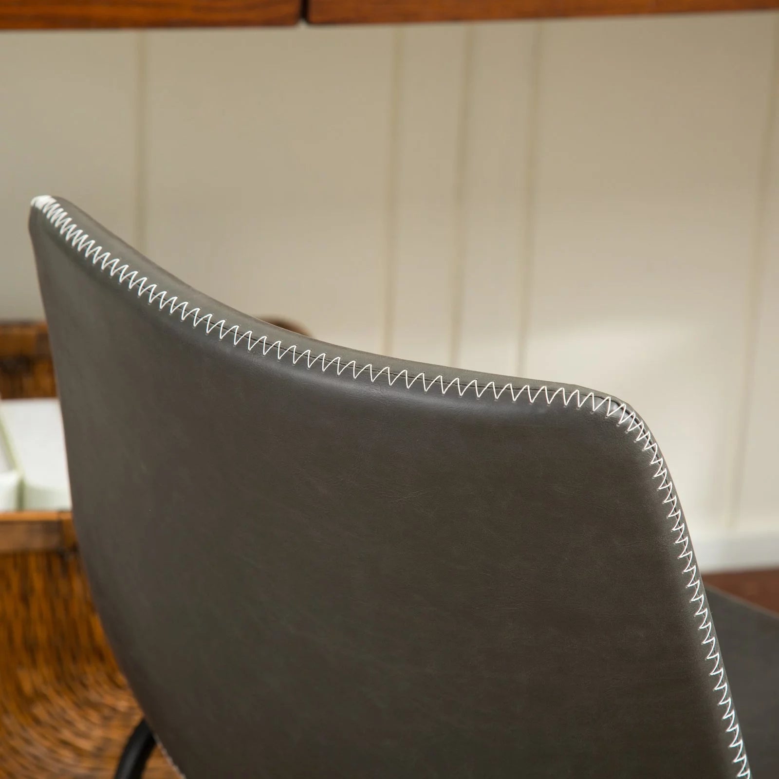 Lotusville Dining Chair, Set of 2, Faux Leather, Antique Gray