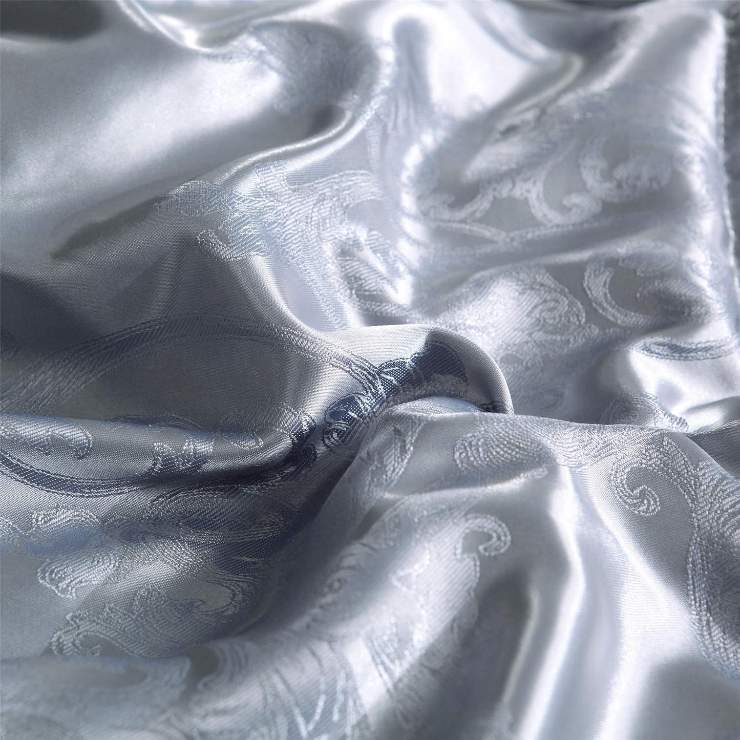 King Size Comforter Set, Silver Bedding Comforter Sets All Season Grey Bed Comforter King Set, Soft Lightweight Silk Jacquard Comforter Set with 2 Pillow Shams(King,104X90)