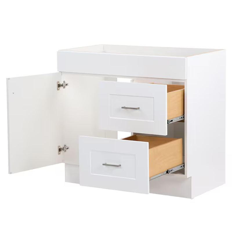 36-In White Bathroom Vanity Base Cabinet without Top