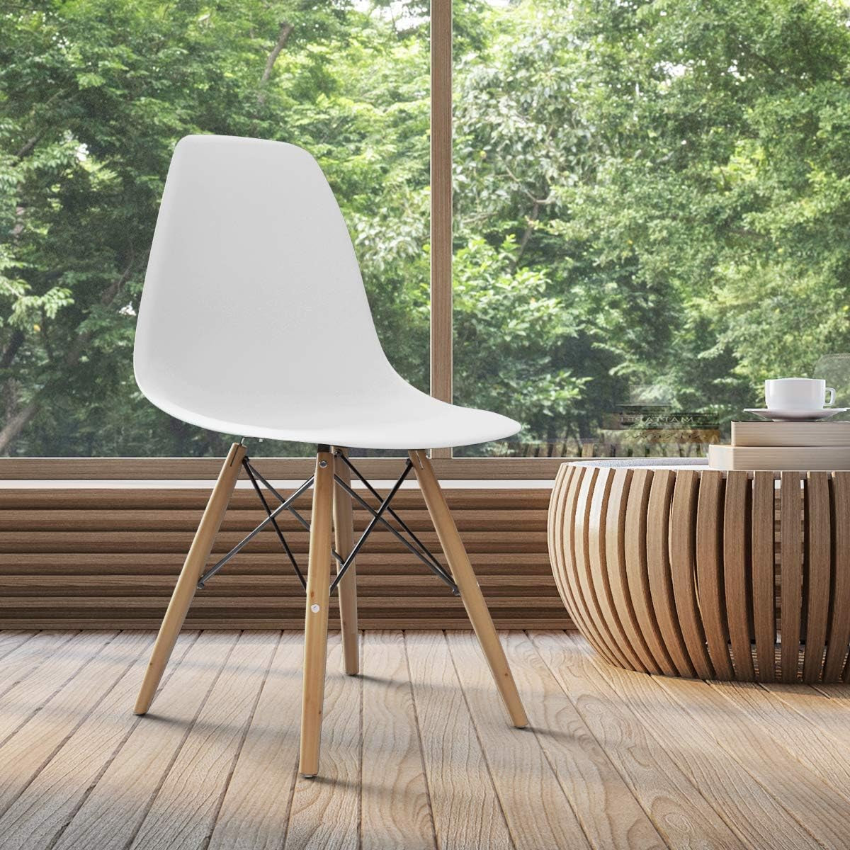 Dining Chair Set of 2 Mid Century Modern Kitchen Chairs Set for Living Room, Bedroom, Restaurant and Waiting Room DWS Chairs Set (1, White)
