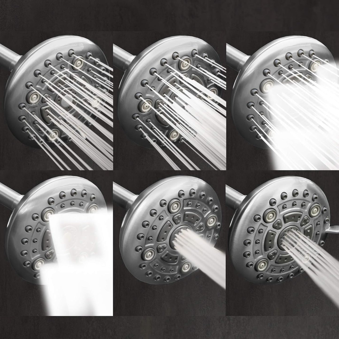 Luxury Spa Series: Chrome Shower Head, 5 Inch 6 Spray Settings Adjustable High Pressure Showerhead with 360 Degree Tilt, Experience Maxx-Imum Comfort and Elegance (Chrome Polished)