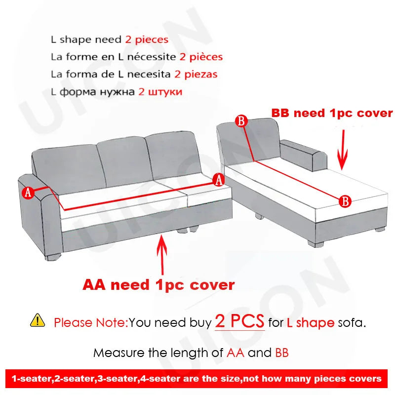 Jacquard Water Resistant Sofa Cover Sofa Slipcover Elastic Plain Color Sofa Covers for Living Room 1/2/3/4 Places