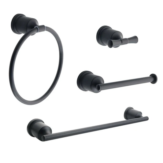 1Set SUS304 Black Bathroom Hardware Set Towel Bar Rack Toilet Paper Holder Robe Hook Self-Adhesive Bathroom Accessories