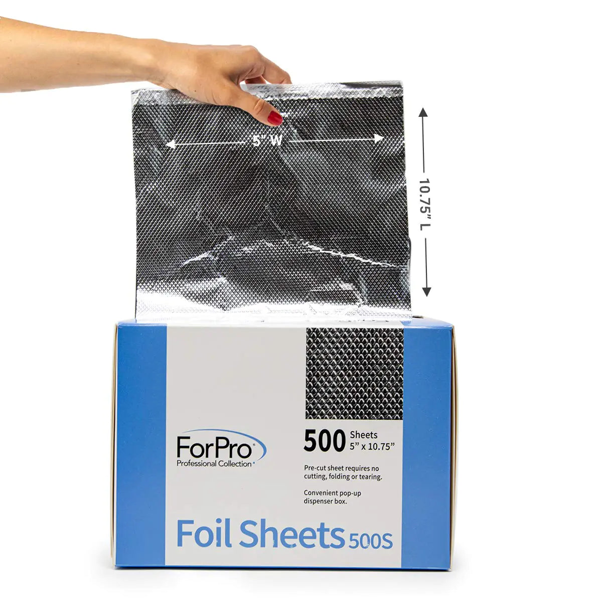 ForPro Professional Collection Embossed Foil Sheets 500S, Aluminum Foil, Pop-Up Dispenser, for Hair Color Application and Highlighting Services, Food Safe, 5” W x 10.75” L, 500 Count 500-Count (Pack of 1)